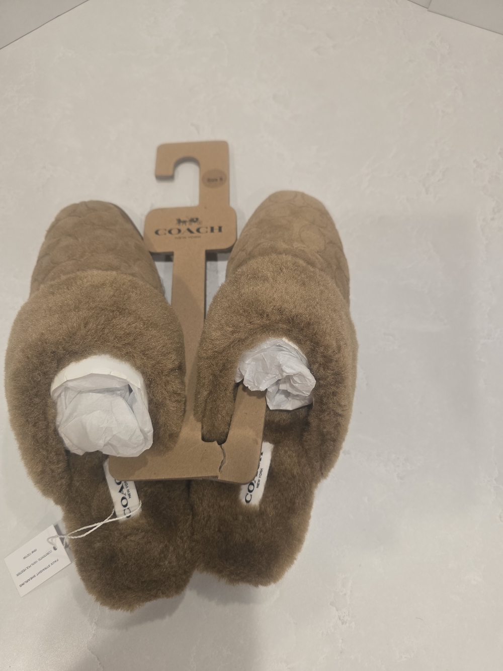 Coach Brown Faux Shearling Slide Slippers